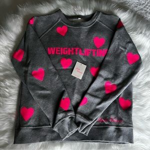 Donated 🚫 Lydia Valentin Weightlifting Sweatshirt Gray Pink Love Heart Crewneck